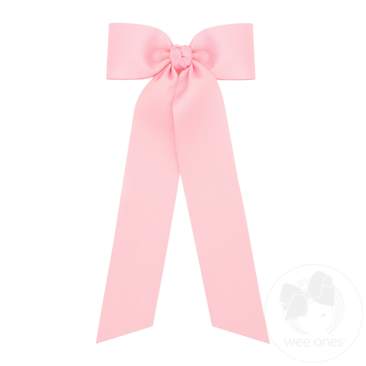 Medium grosgrain bowtie with streamer tails in light pink