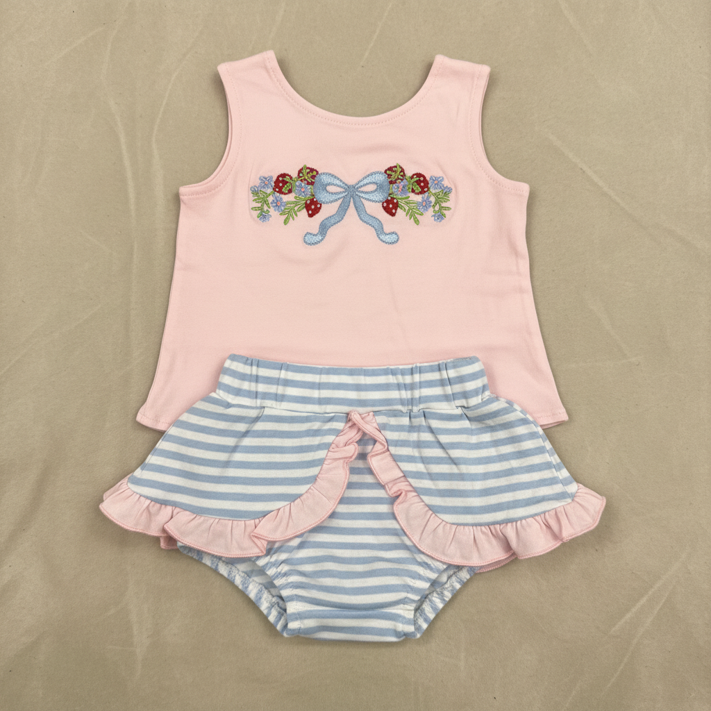 Berry Beautiful Baby Girl Bloomer Set - Flat Lay