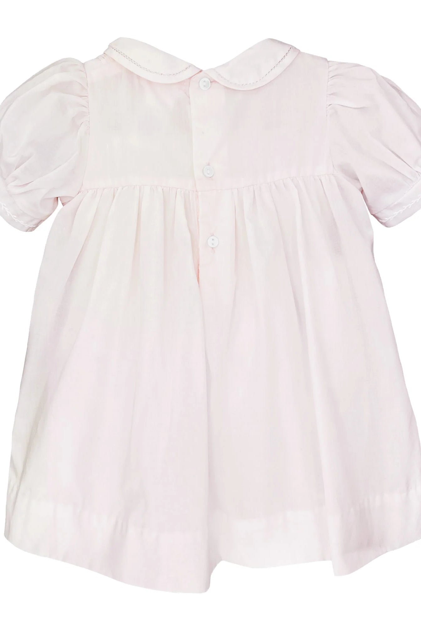 Pink dress with ruffled sleeves on a white background