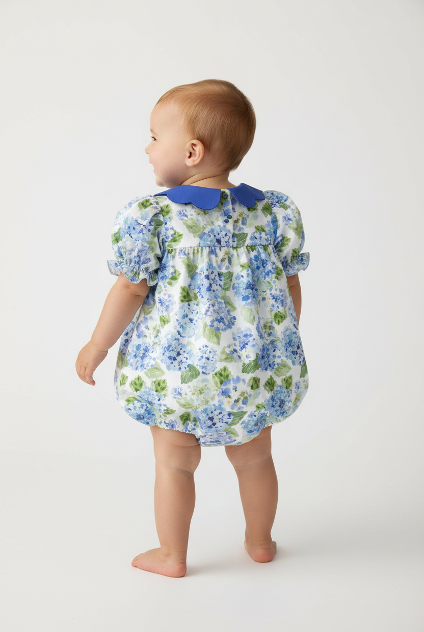 Back view of Ag's Floral Perfection Girls Bubble Romper