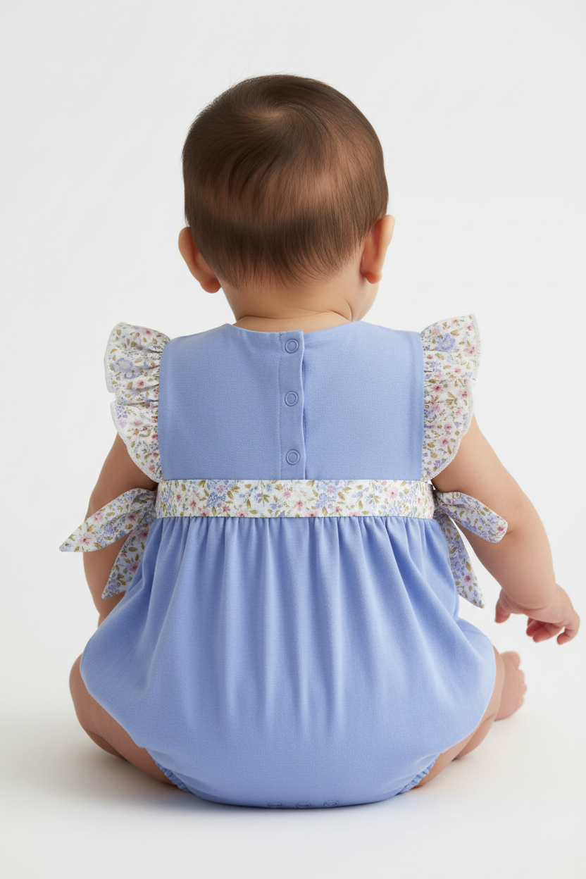 Back view of Thank Heaven for Little Girls Embroidered Baby Bubble