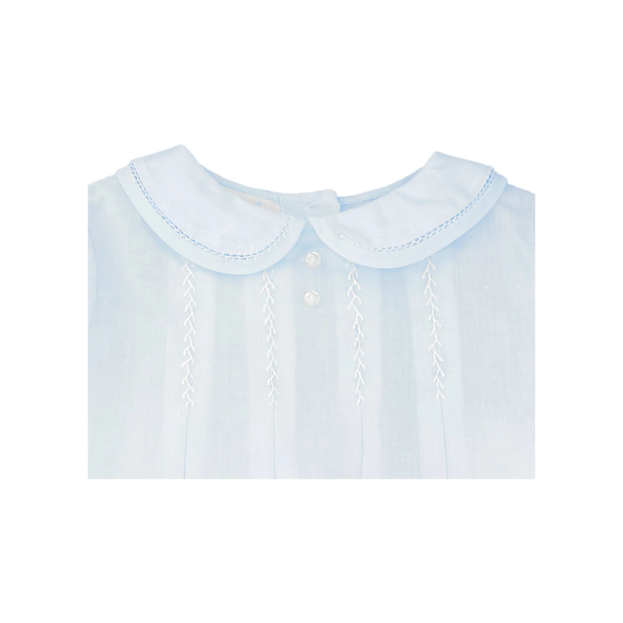 Light blue shirt with a white collar on a white background