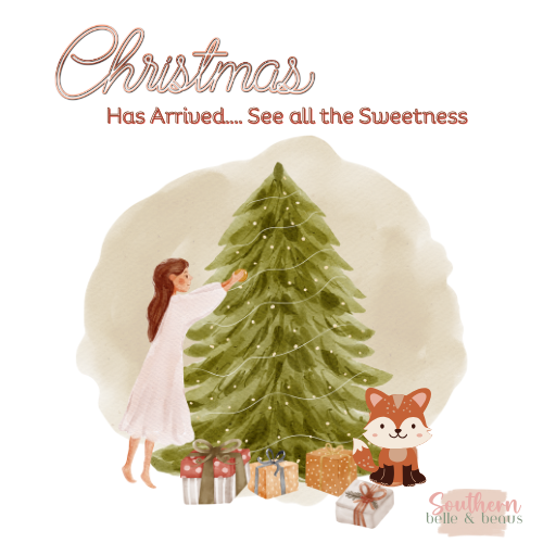 Christmas has arrived mama decorating a Christmas Tree