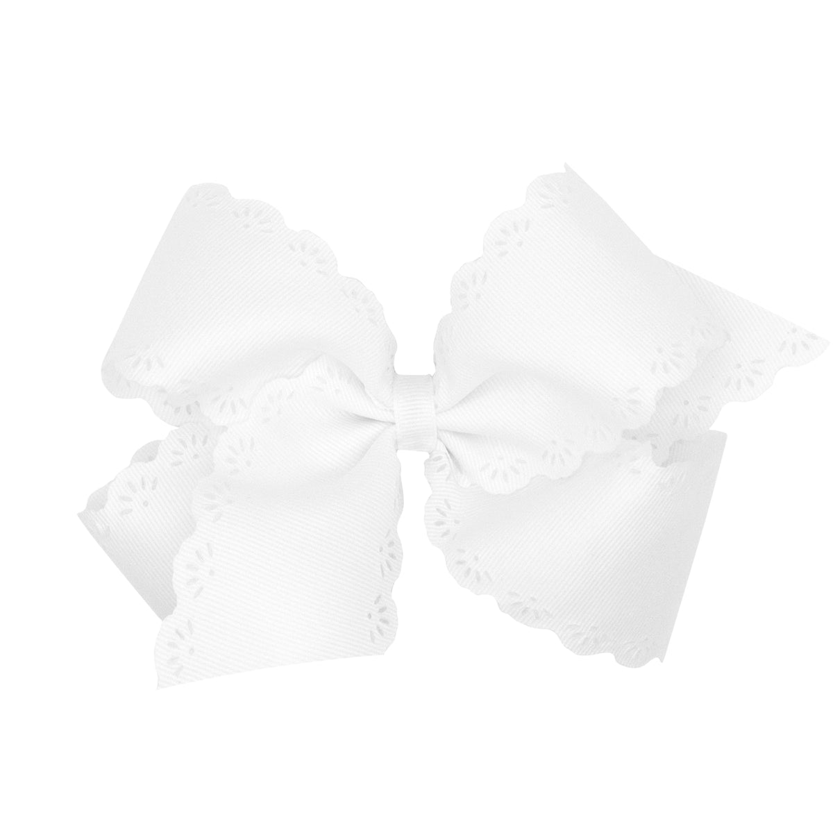 King eyelet flower hair bow in white