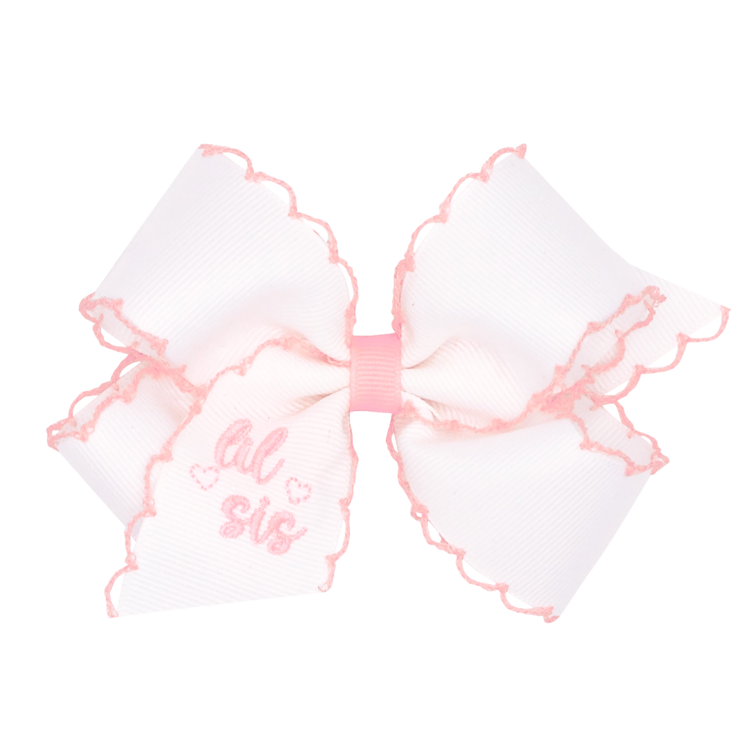 Medium Lil Sis moonstitch hair bow in pink