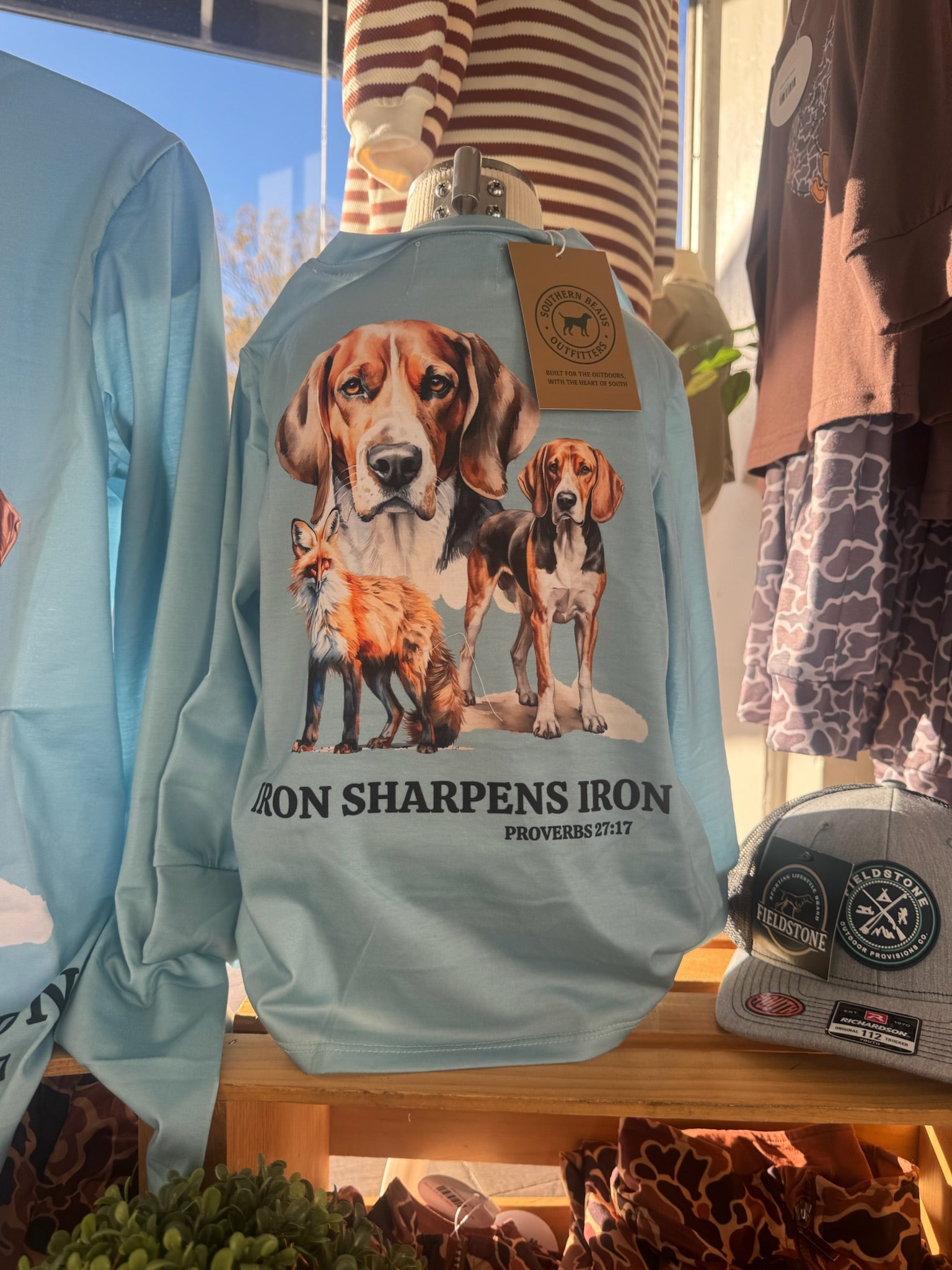 "Iron Sharpens Iron 🪓” Christian T-shirt — faith-inspired unisex tee from Southern Belle & Beaus