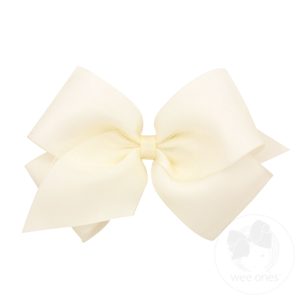 King organza overlay grosgrain hair bow in off white