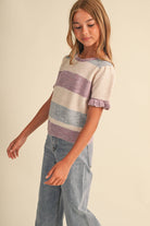 Puff Sleeve Sweater in Blue Multi - styled
