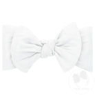 Soft nylon baby headband with bowtie in white