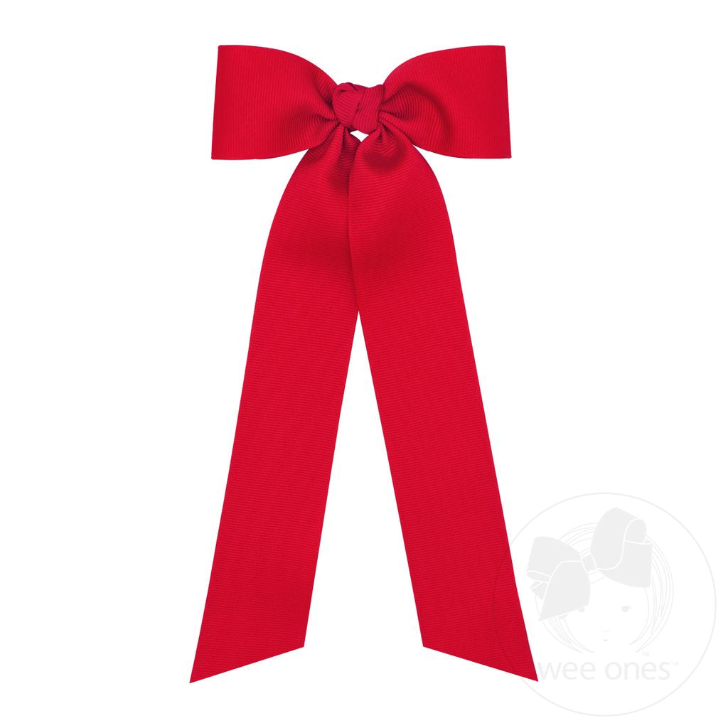 Medium grosgrain bowtie with streamer tails in red