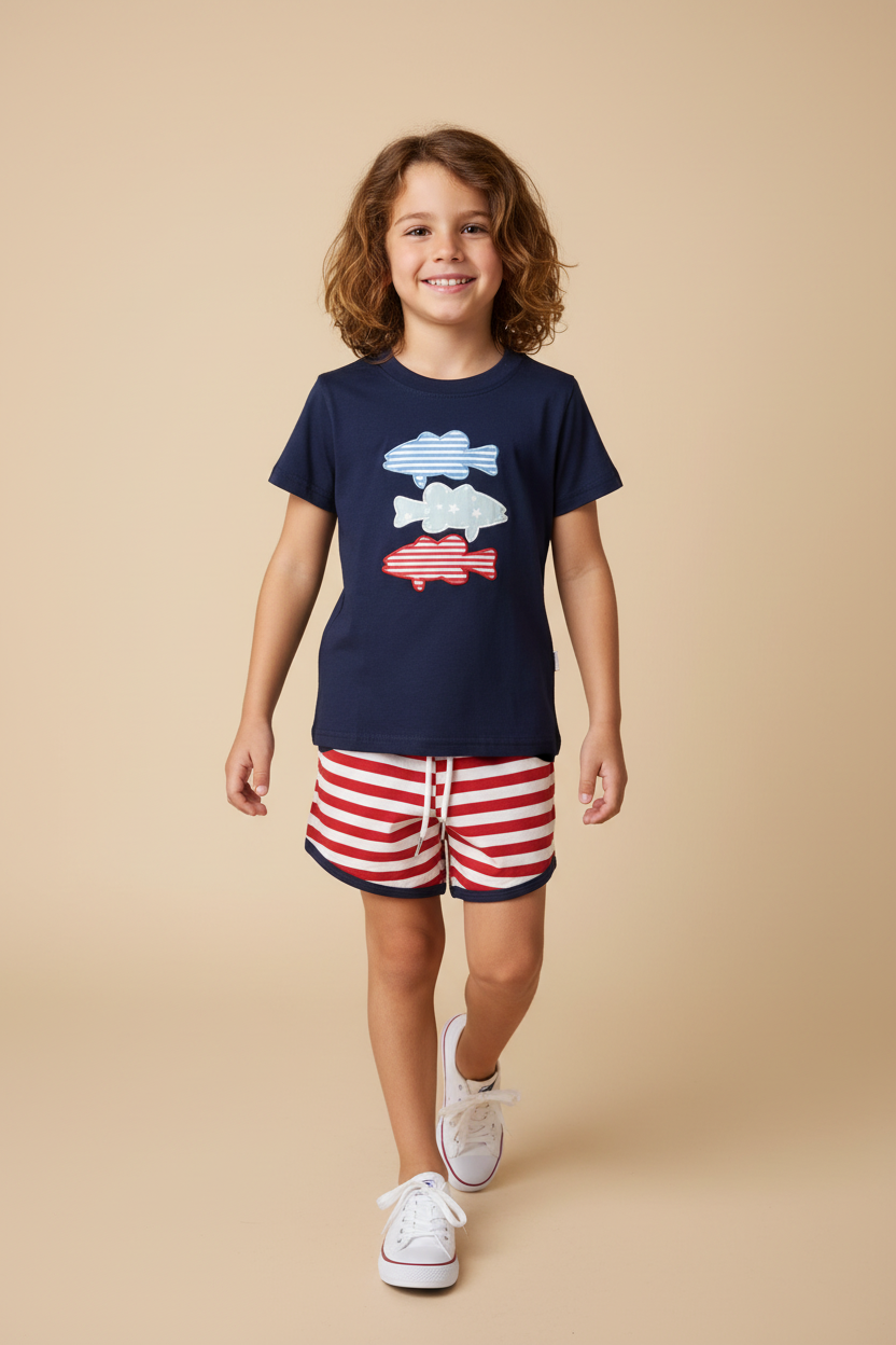 Oh Fish'ally Free Boy Short Set - Curly Hair Model