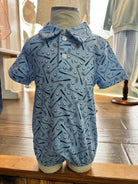 Light blue golf themed baby boy collard bubble. 
