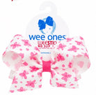 Wee Ones bow with pink butterfly pattern on a white background