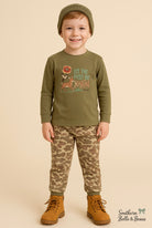 Olive-green long-sleeve with detailed embroidery (Psalm 96:12)