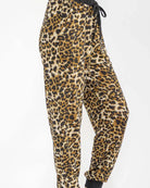 Leopard print pants on a white background