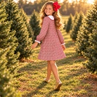 Girls Christmas Plaid Peter Pan Dress – Plaid girl at Christmas tree farm