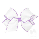 King Moonstitch hair bow in white with light orchid