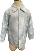 Gingham boys long sleeve collared button down