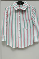 Long sleeve striped boy smock Christmas inspired button down