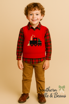 knit train vests and soft corduroy pants to plaid button-downs and heirloom-inspired details.