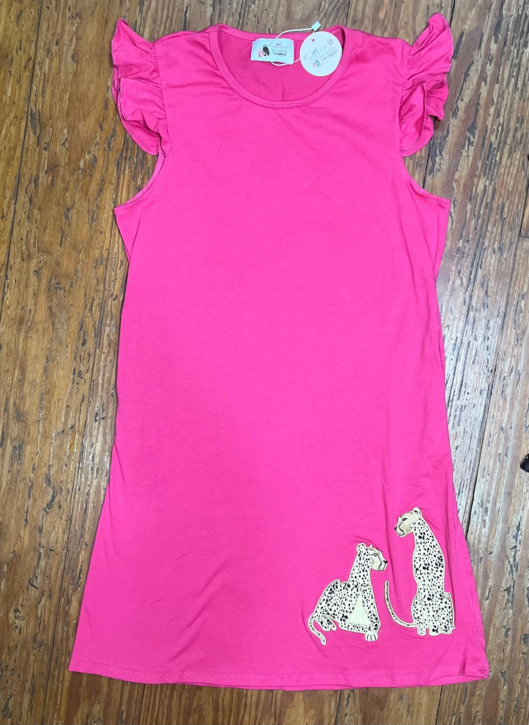 pink dress with cheetahs