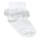 White socks with ruffled top on a white background
