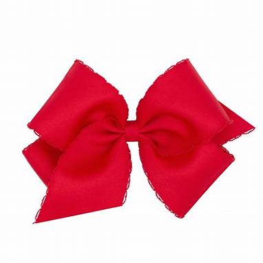 Two-pack mini moonstitch bows on nylon bands in red and white