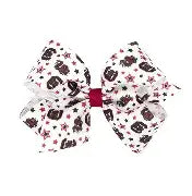 Large decorative bow with skull pattern on a white background