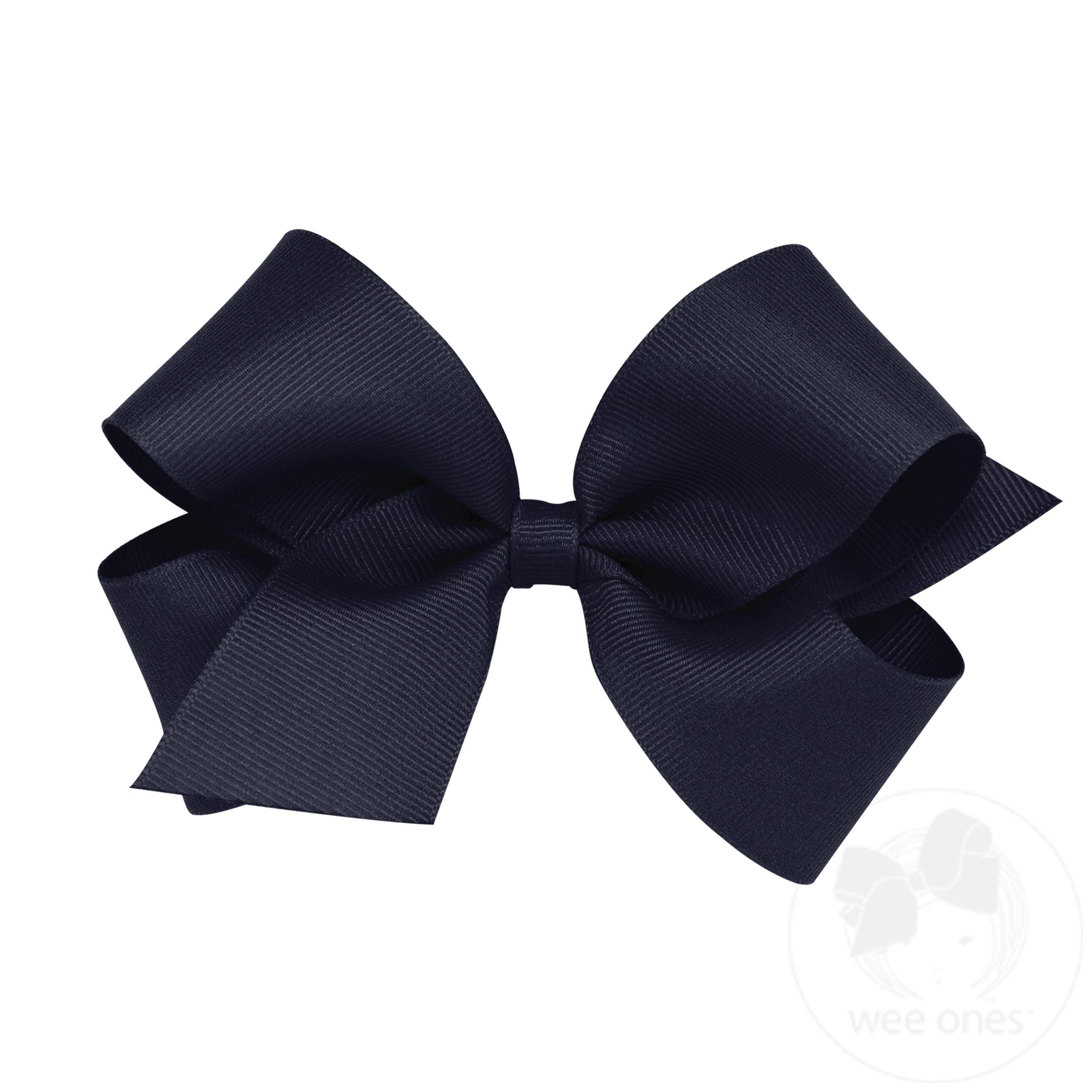 Medium classic grosgrain hair bow in navy