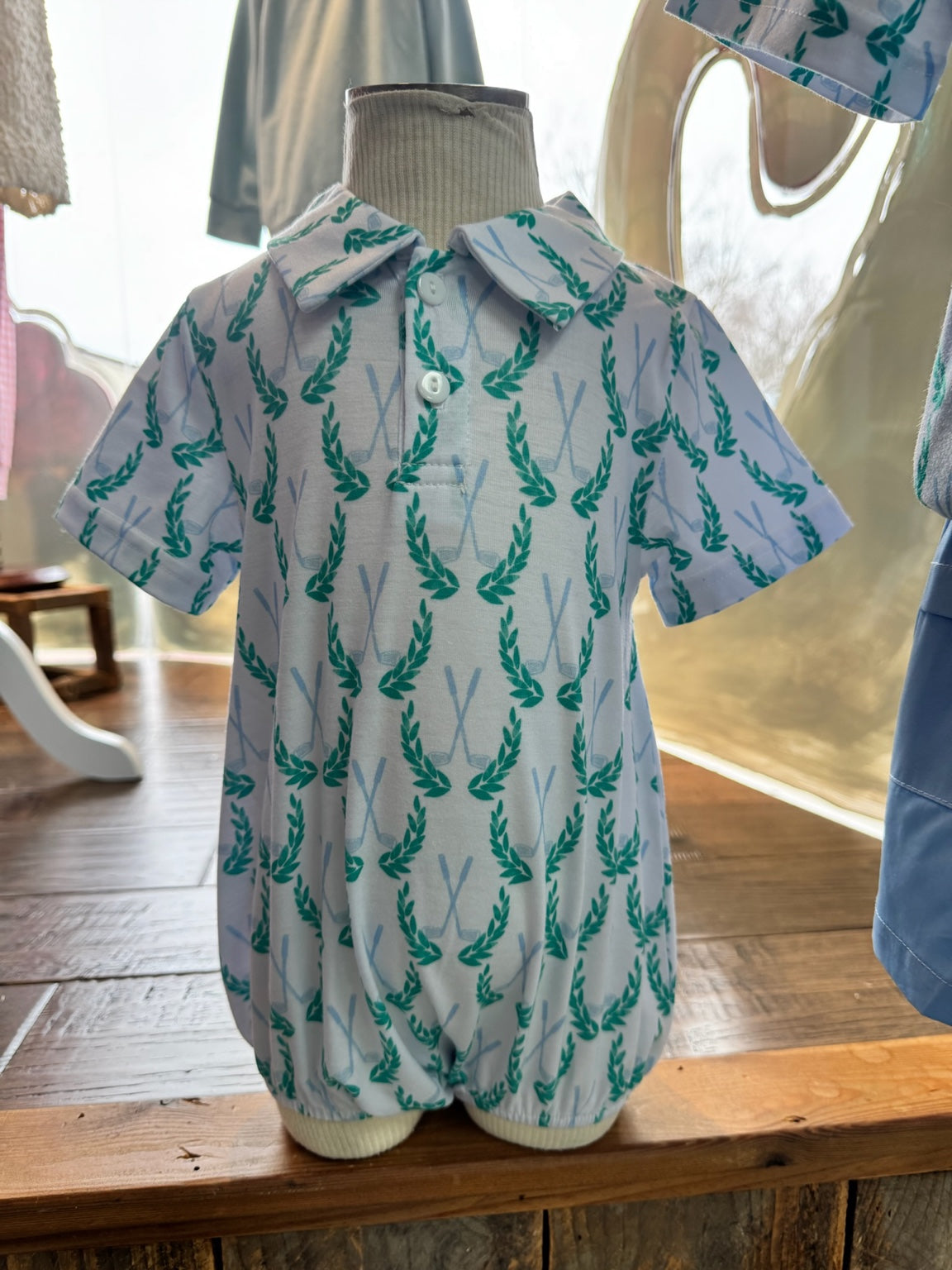 Masters themed baby boy collard bubble.