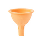 Orange silicone funnel on a white background