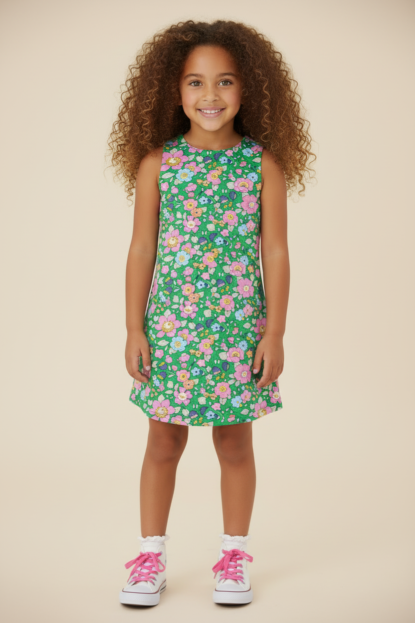 Ava Jayne's Floral Dress - Facing Forward Beige Background