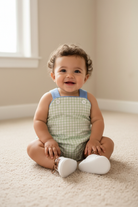Baby Boy in Green Gingham Romper