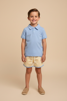 Boy - Polo Fully Untucked - Blue Polo & Yellow Gingham Shorts
