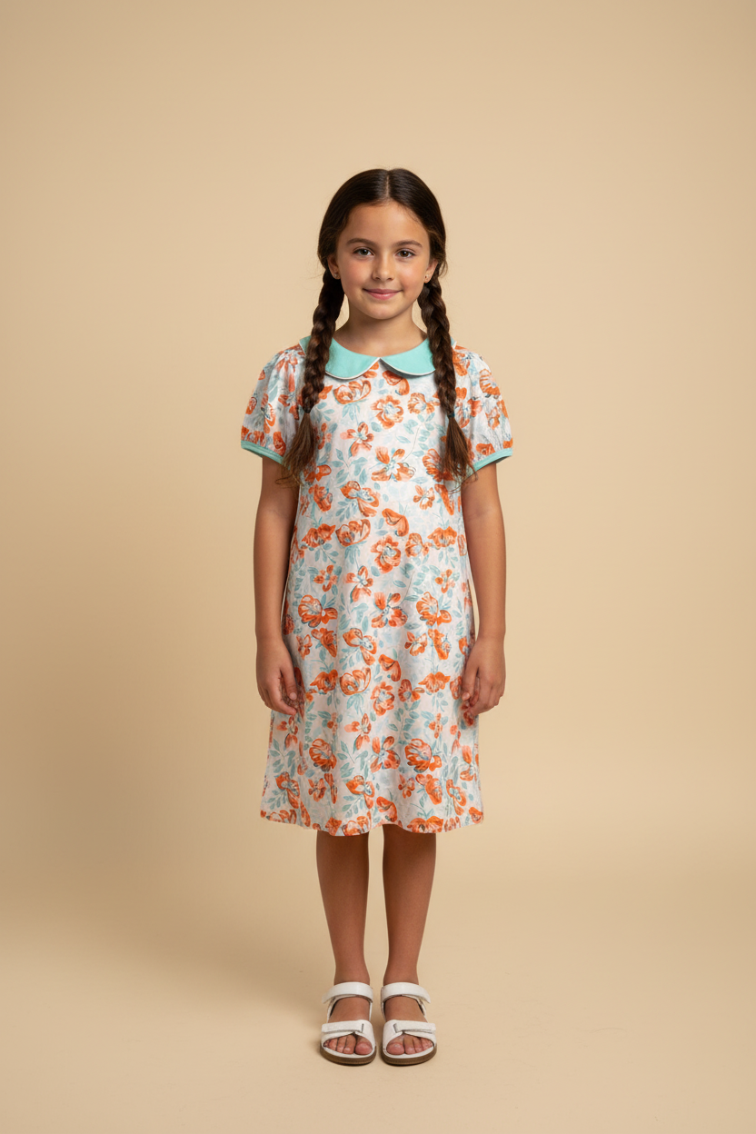 Floral Dress Lifestyle - Beige Background