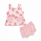 Animal Fun Run Girl Diaper Set pink cow print and stripe boutique flat lay white background