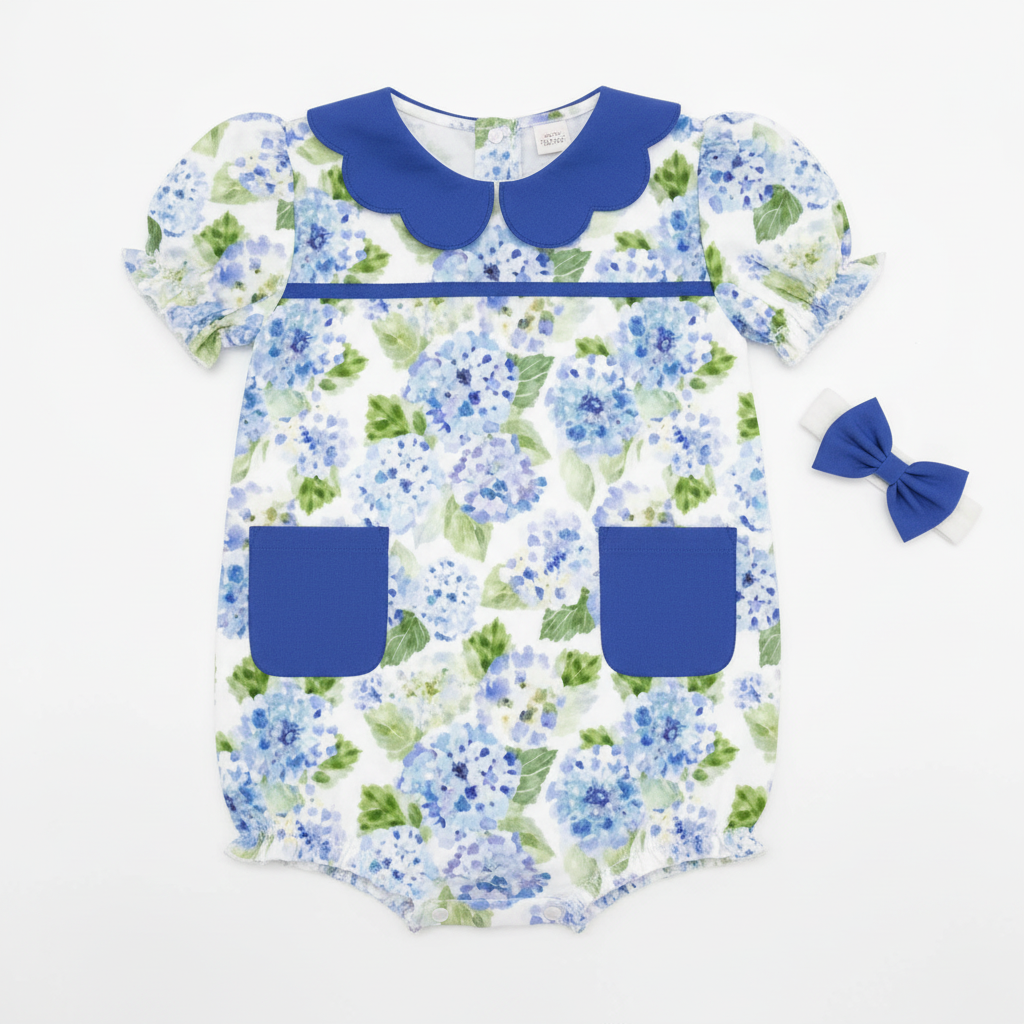 Ag's Floral Perfection Girls Bubble flat lay with bow headband