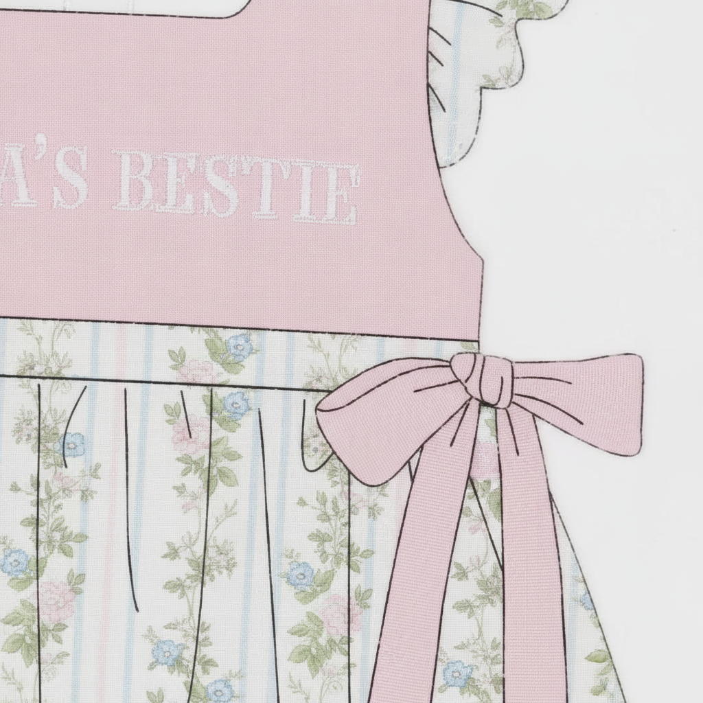 Mama's Bestie Girls Dress - bodice and bow detail