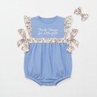 Thank Heaven for Little Girls baby bubble flat lay with floral bow