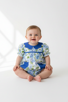 Baby girl wearing Ag's Floral Perfection bubble romper - front view