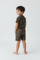 Back view of Boys Dark Brown Camo Lounge Set