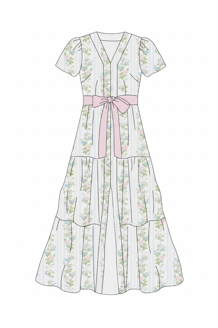 Mama's Bestie Floral Tiered Maxi Dress - front view