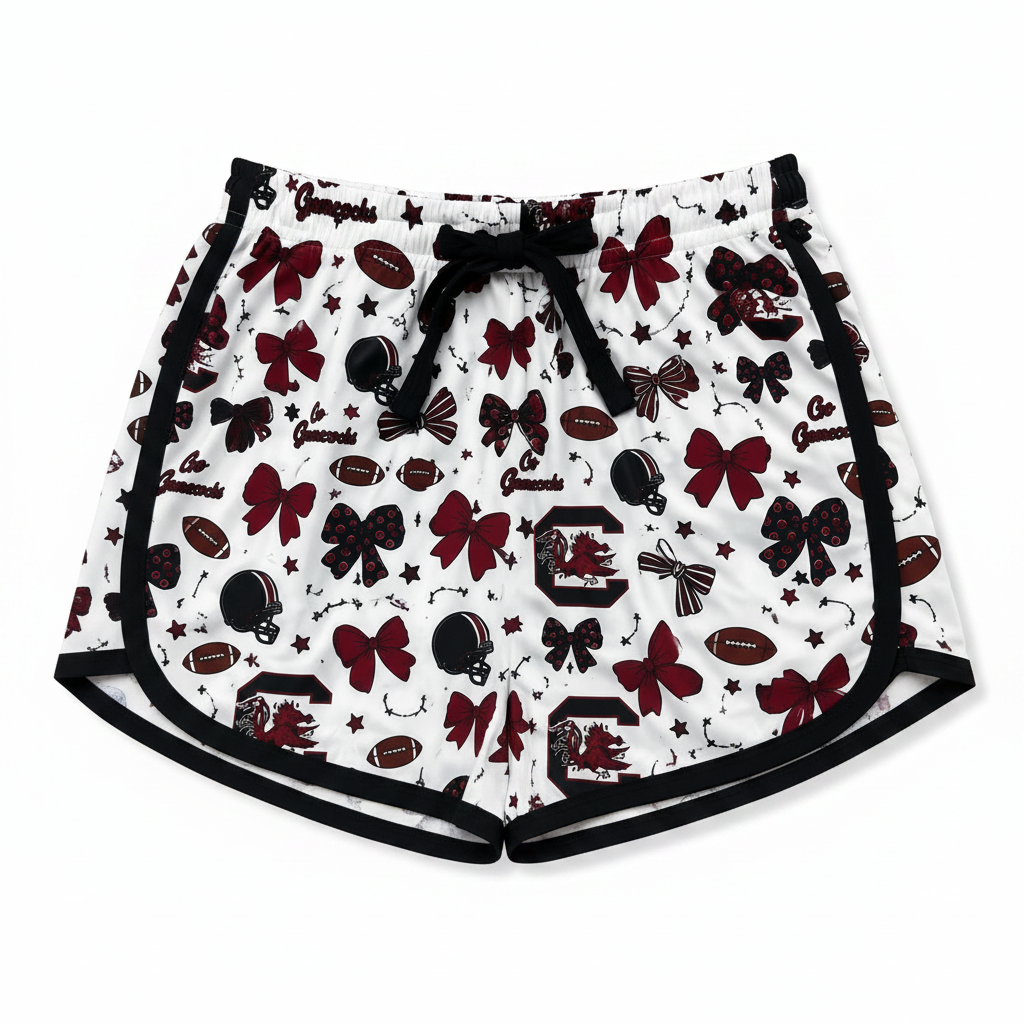 Glory to Garnet women's athletic skort Gamecocks print boutique flat lay white background