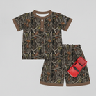 Boys Dark Brown Camo Lounge Set flat lay