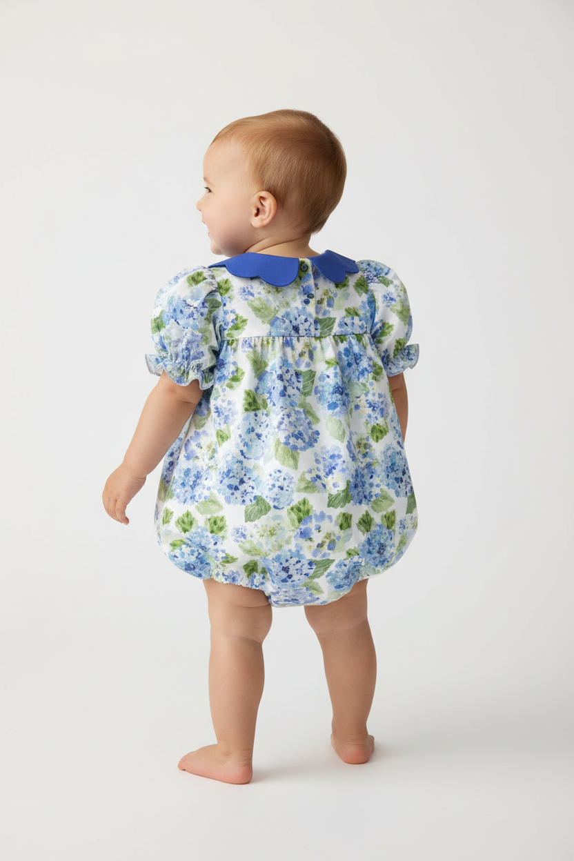 Back view of Ag's Floral Perfection Girls Bubble Romper