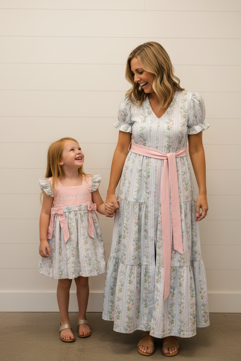 Mama & girl holding hands