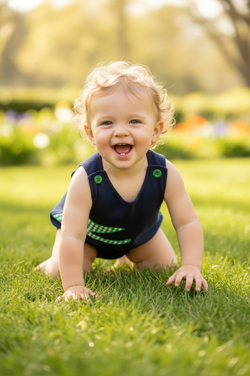 Navy Gator Bubble - Baby Boy 3