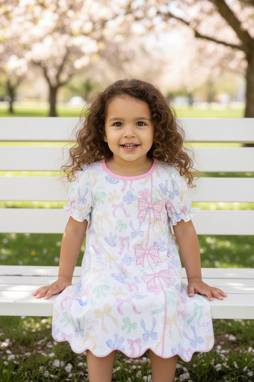 Park Bench - Bow Show Sister Dress