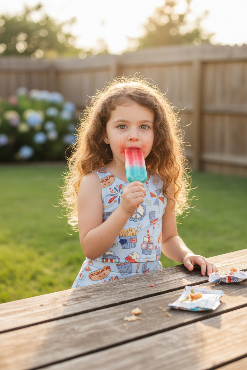 Popsicle at picnic table