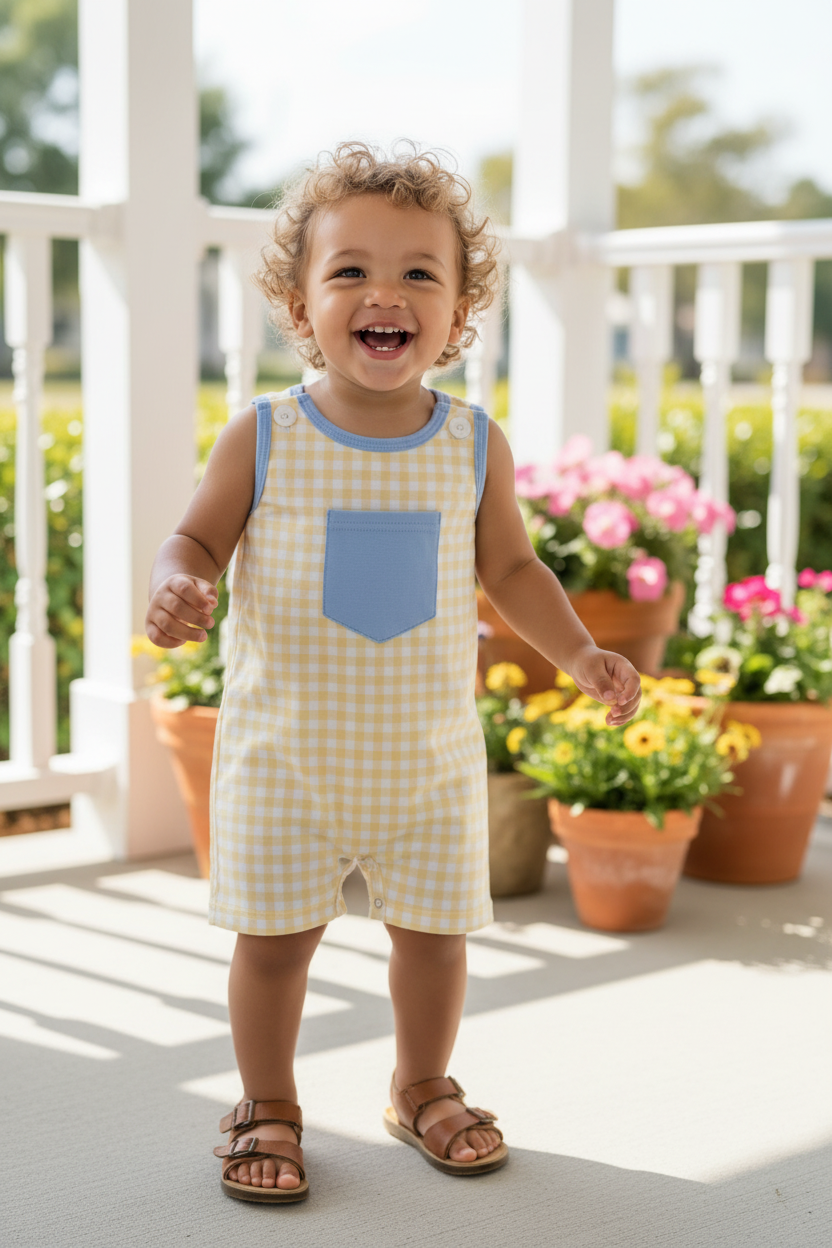 Porch Lifestyle - Yellow Gingham Shortall